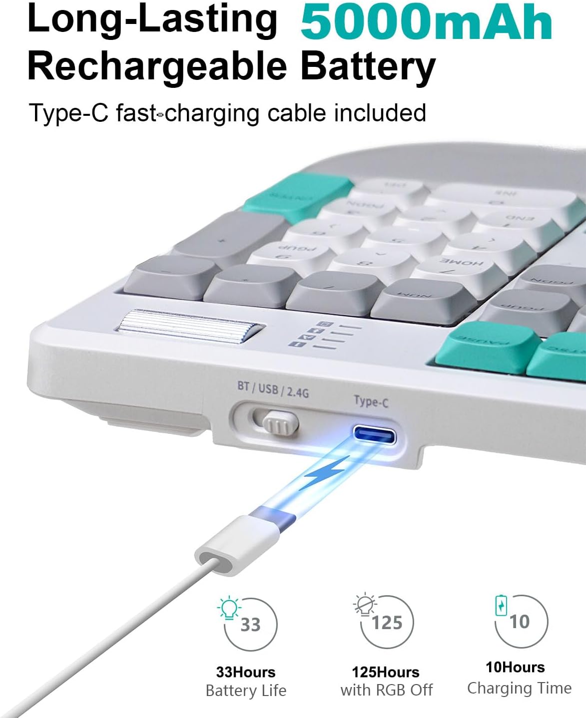 Ergonomic Mechanical Keyboard Split Keyboard Wireless with RGB Backlight, Wrist Rest, Rechargeable, 3-Pin Hot Swappable, Control Knob, 2.4 GHz/Bluetooth/USB-C Wired for Win Mac PC 5 61eaJv5aRAL. AC SL1500