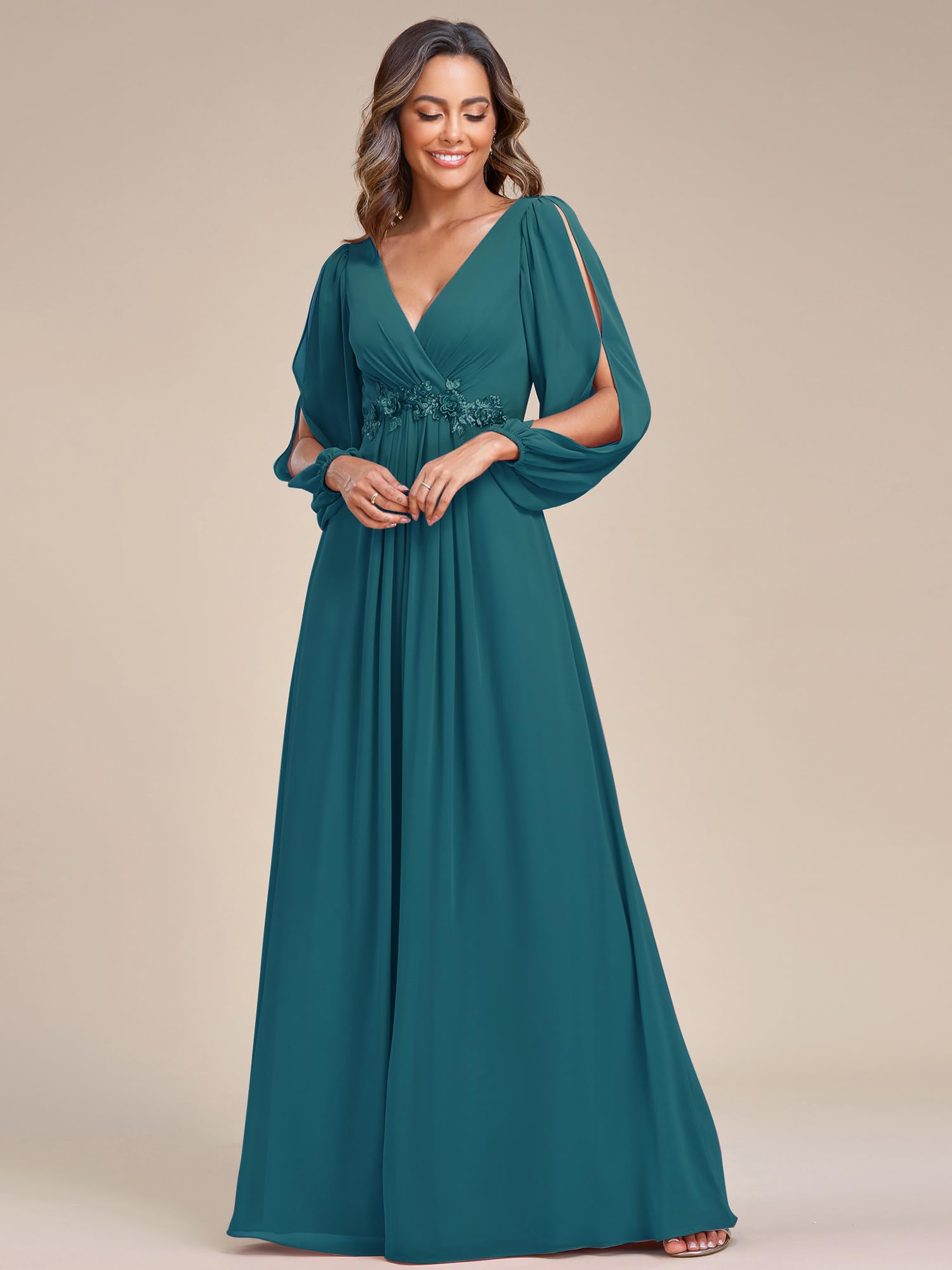 Ever-Pretty Vestito da Cerimonia Elegante Linea ad A Scollo a V A Abiti da Sera 00461 Teal 44
