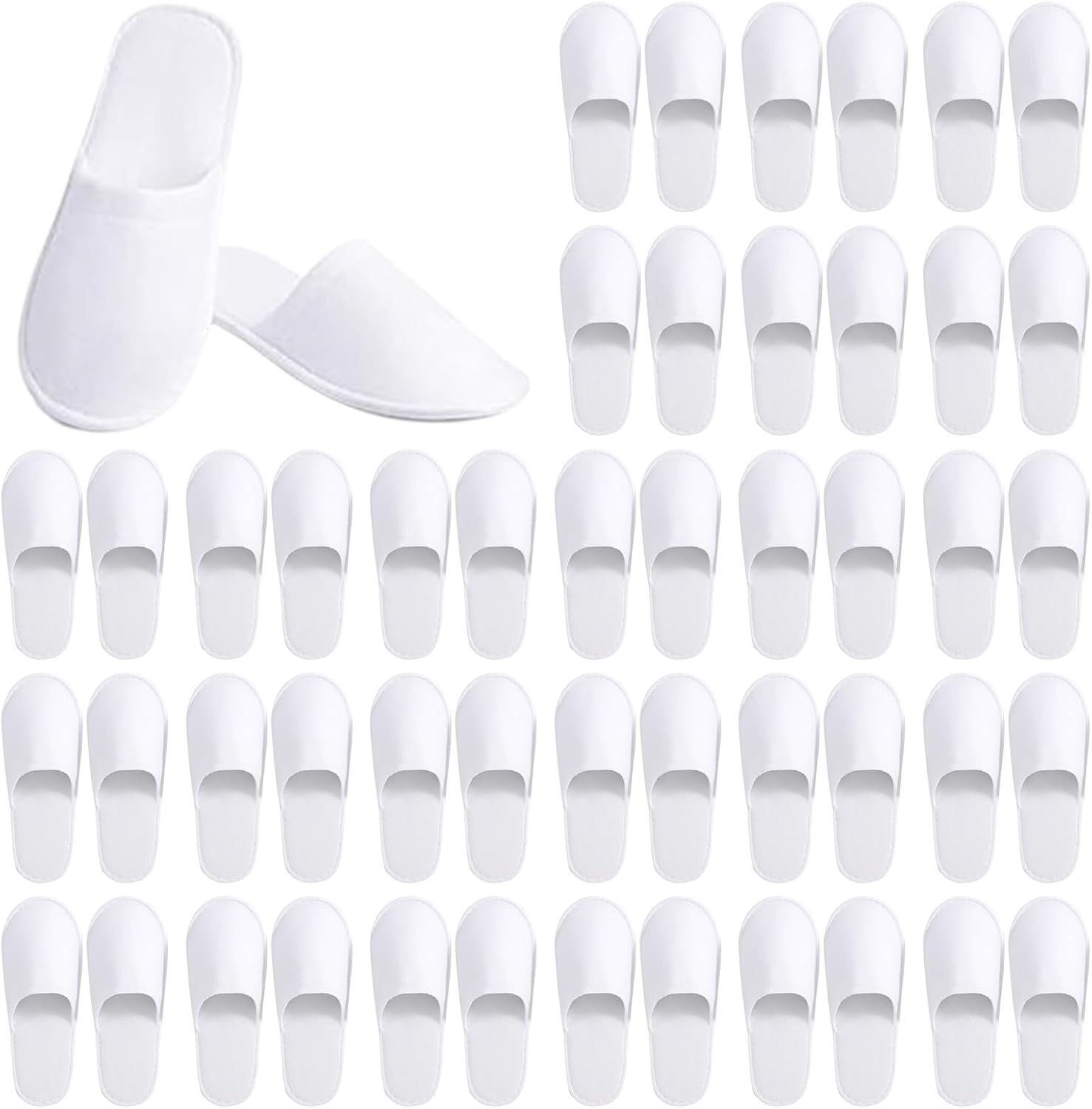 Haploon 24 Pairs Disposable Slippers for Guests, White Cotton Velvet Closed Toe Slippers Bulk Unisex Non-Slip Spa Slippers for Hotel Home Travel Train Parties Use