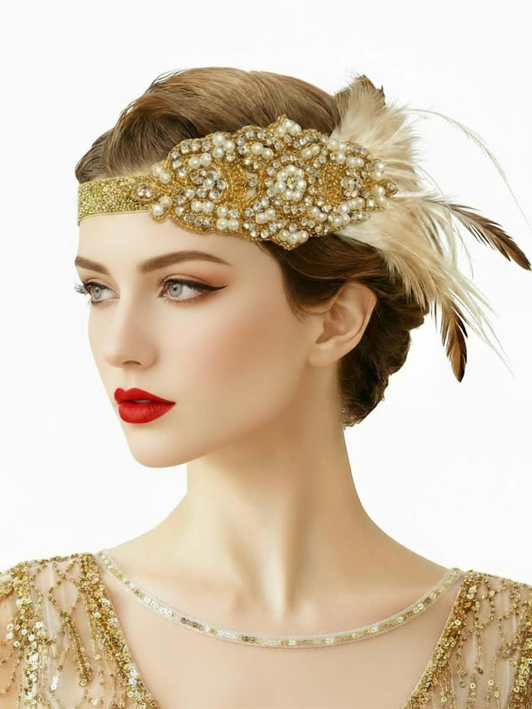 30 Pcs Feather Headbands 1920s Flapper Costume Accessory Hairpiece Amazon.com: Jexine 30 Pcs 1920s Flapper Headband Bulk for  main image 3