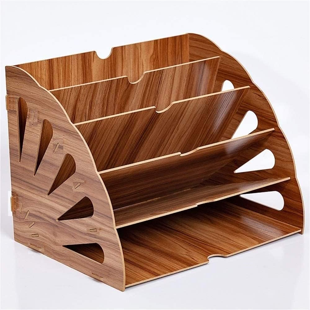 Multi-Layer Wooden Desk File Organizer with 5 Tier | Adjustable Compartments, For School & Office, For Documents, Books, and Stationery Storage, Storage Rack-picture-14