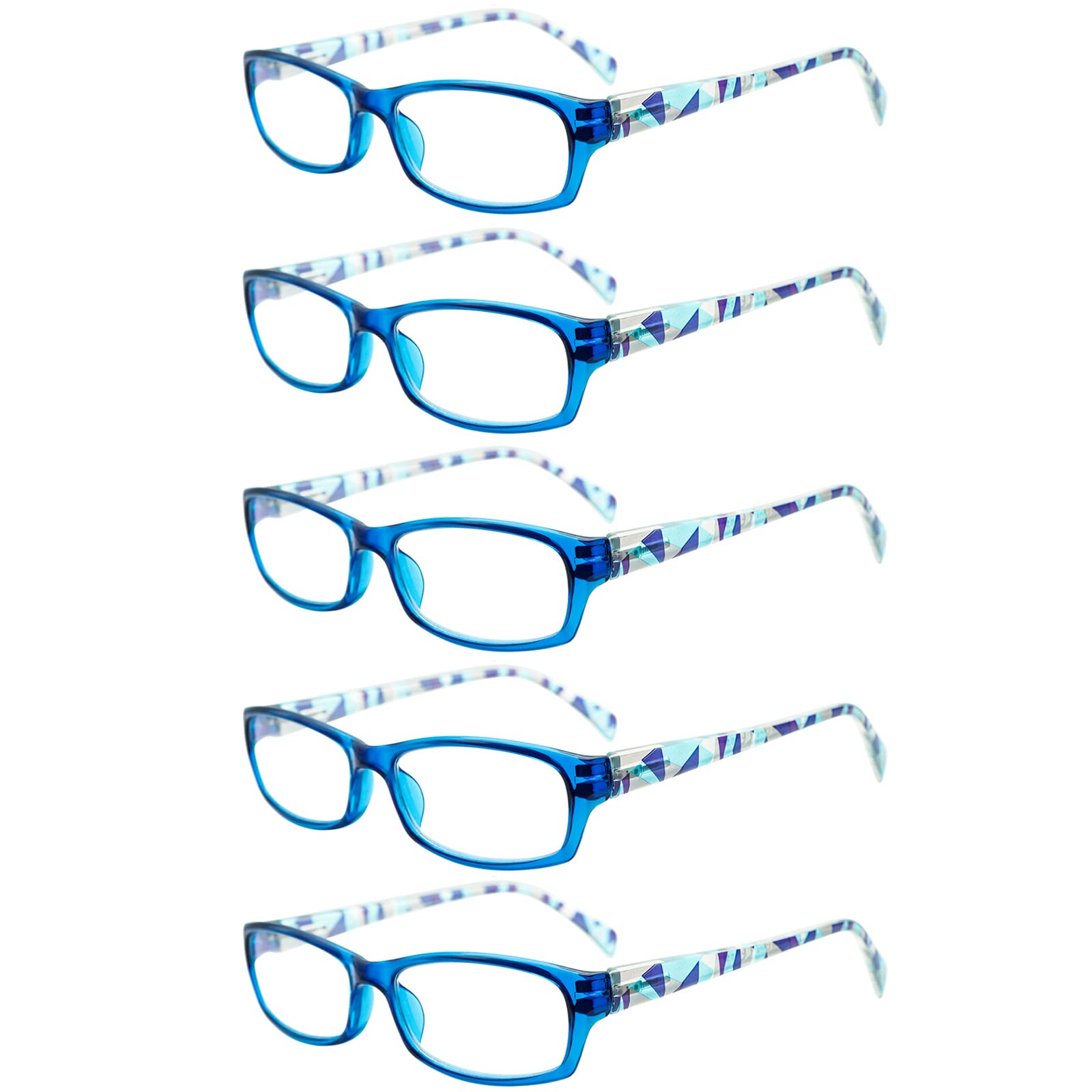 VIDEBLA 5 Pack Computer Reading Glasses Men and Women Anti Eyestrain Blue Light Blocking Glasses for Reading (5 Blue, 1.0)