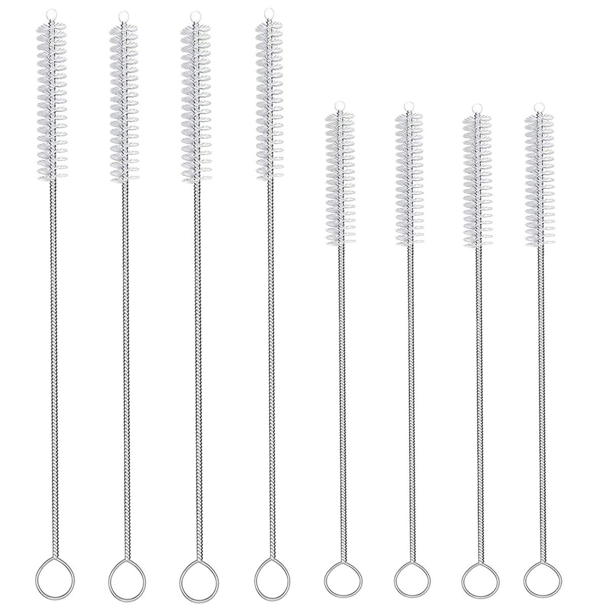 TUYU Drinking Straw Cleaning Brush Kit Straw Tube Pipe Cleaner Nylon Bristles Stainless Steel Long Handle Cleaning Brushes for Multiple Size Straws, Set of 8