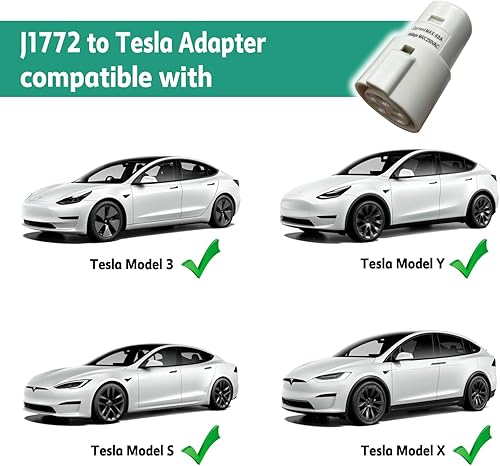 Miniatura 5 de BOLANTON Adaptador de carga J1772 a Tesla compatible con adaptador de cargador SAE J1772 EV a accesorios Tesla Model 3, Y, S, X (rojo)