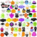 Halloween Mochi Squishy Toys for Kids 60PCS Party Favors Halloween Treat Goody Bags Filler Gifts Pumpkin Ghost Spider Squishies Halloween Toys Halloween Decorations Stress Relief Toys for Adults