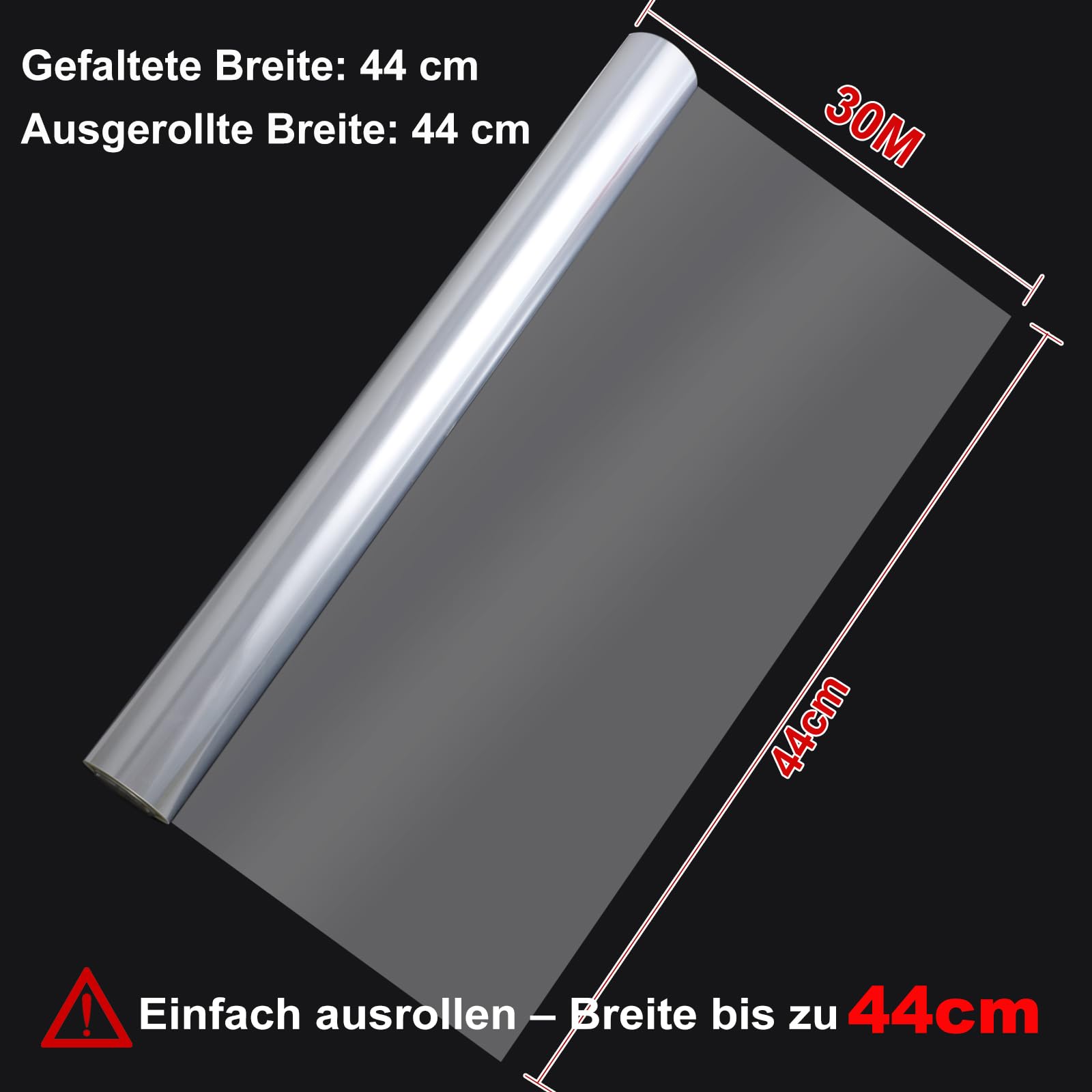 Geschenkfolie Transparent Rolle 44 cm x 30 m, 3 Mil Cellophanfolie Klar, Klarsichtfolie Geschenkfolie für Geschenkkörbe, Blumen, Gebäck & Basteln, Durchsichtiges Geschenkpapier Rolle