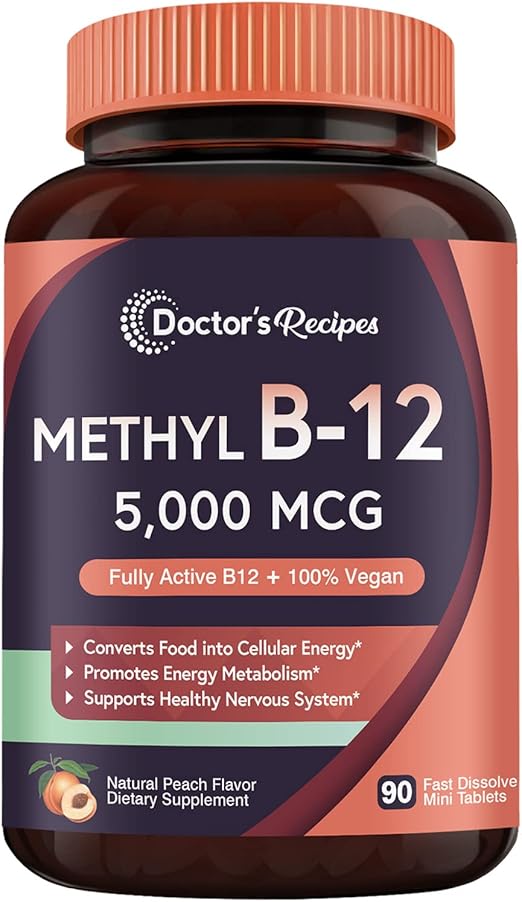 Doctor's Recipes Vitamin B12, Methylcobalamin 5000 mcg 90