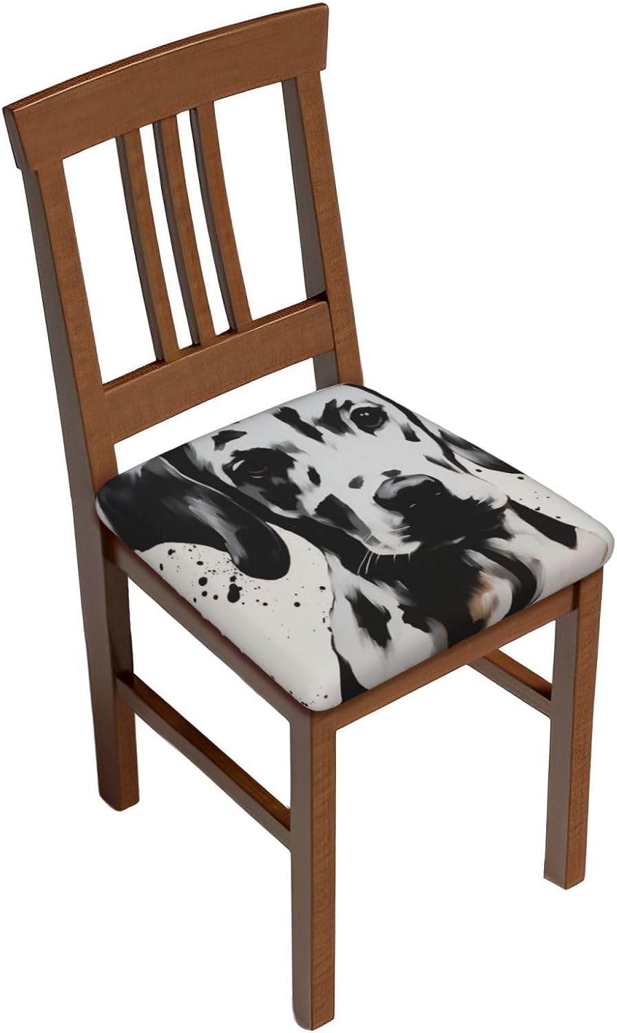 Dalmatian Print Square Cushion Covers 6 Pcs Set Elastic Non-Slip Seat Cushion Slipcovers Pet Furniture Protectors for Chair, Sofa