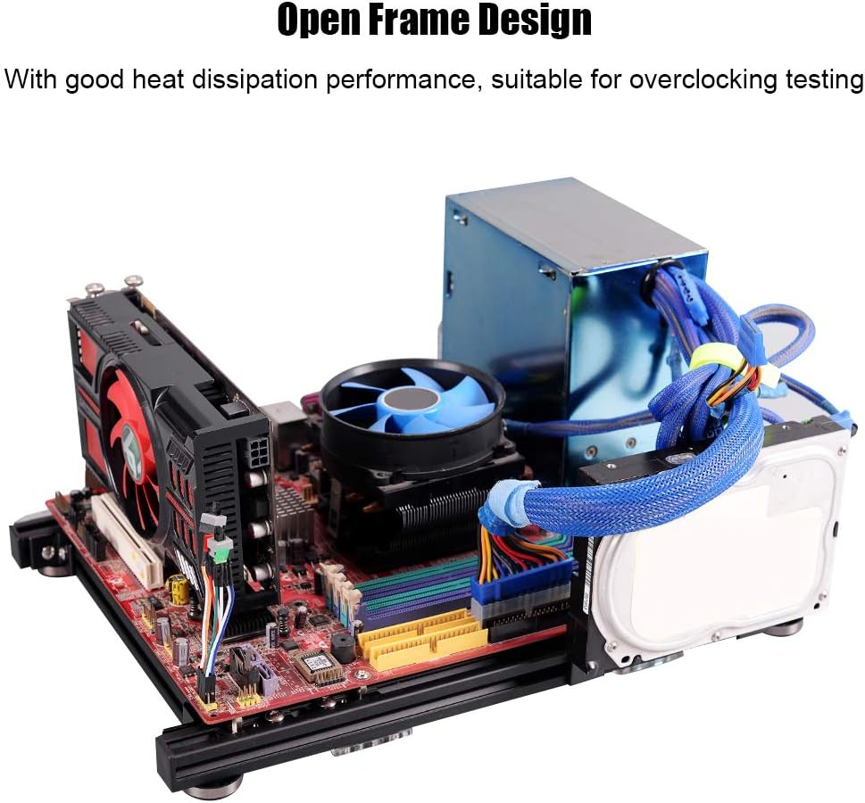 M-ATX MATX ITX Computer Open Air Case Bracket Aluminum DIY Bare Frame, Personality DIY Chassis Bracket Open Chassis,PC Test Bench(Black)