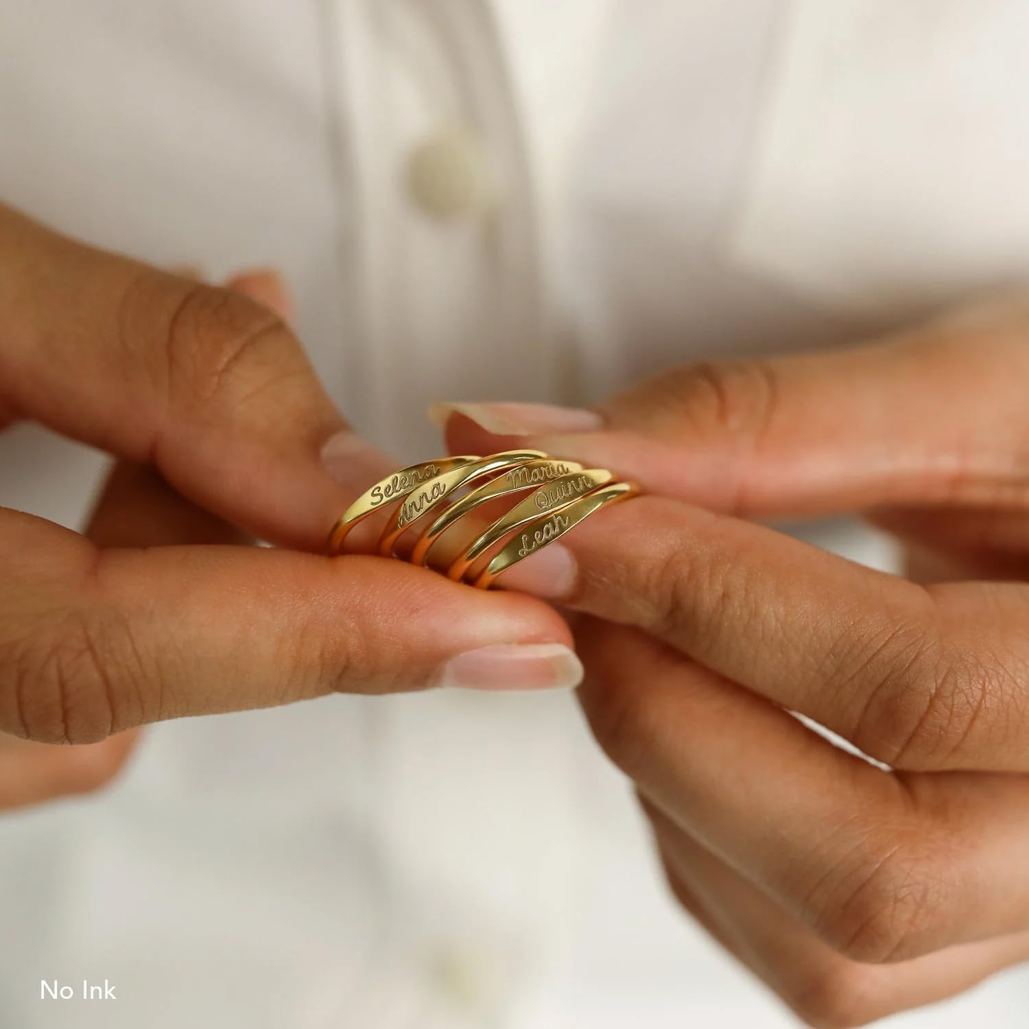 CAITLYNMINIMALIST 18K Gold Sterling Silver Name Ring Skinny Stackable Custom Name Ring Personalized Stacking Rings Gift for Bridesmaids