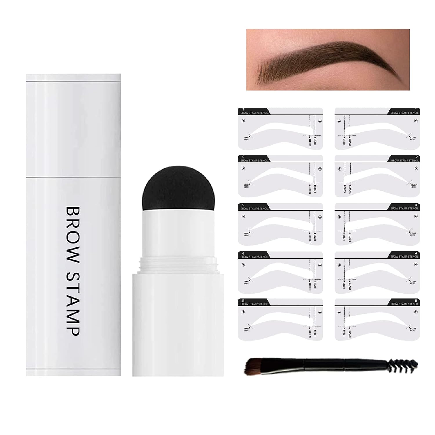 Eyebrow Stamp Stencil Kit Brow Stamping Kit Perfect Brows Stamp Kit Brow Stamp Shaping Kit Eyebrow Stamp Waterproof(Dark Brown)