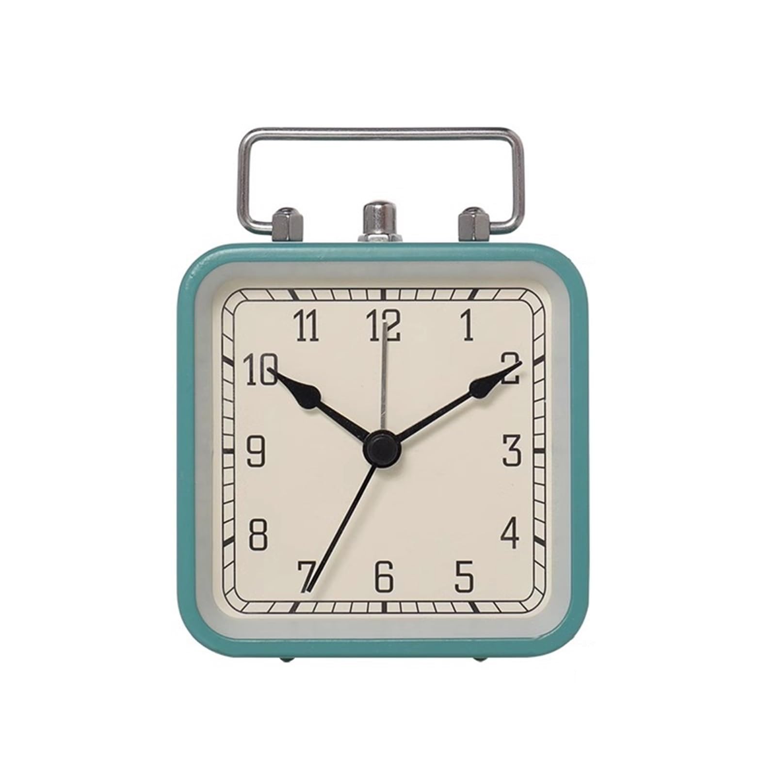 J9V4G6S3B5 Desk Clock Vintage Metal Night Light Alarm Clock for Bedroom Student Quiet Table Desk Hour analogue alarm clock(Blue)