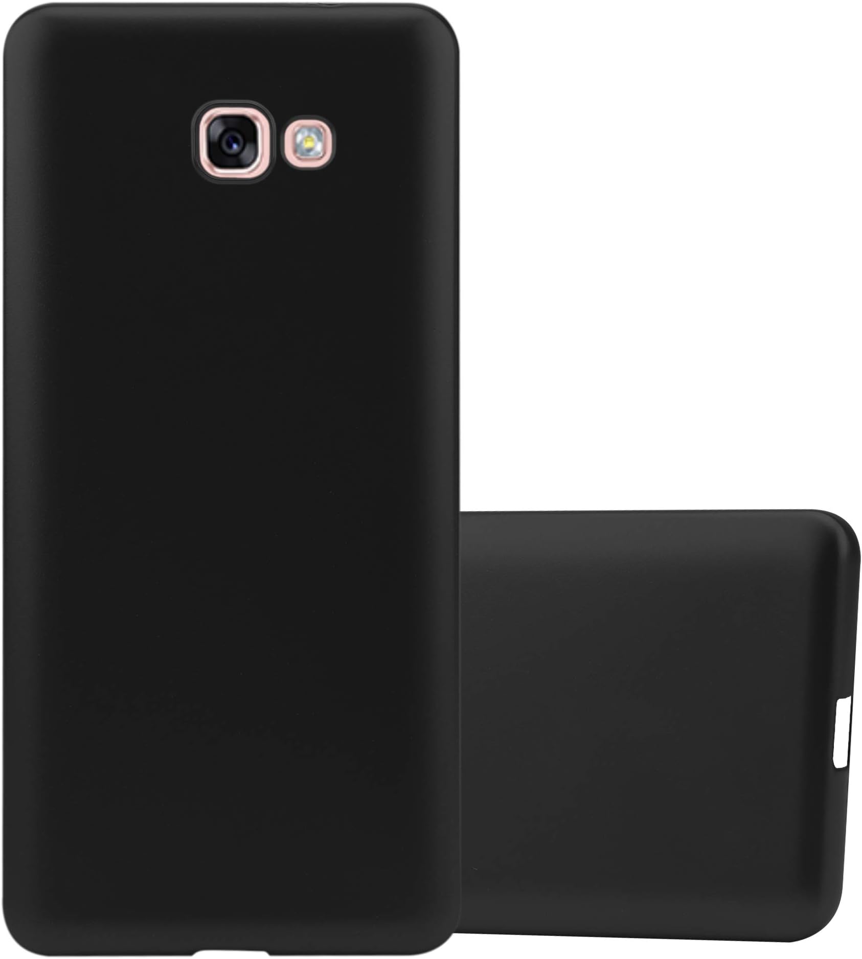 Cadorabo Case works with Samsung Galaxy A7 2017 in METALLIC BLACK - Shockproof and Scratch Resistant TPU Silicone Cover - Ultra Slim Protective Gel Shell Bumper Back Skin