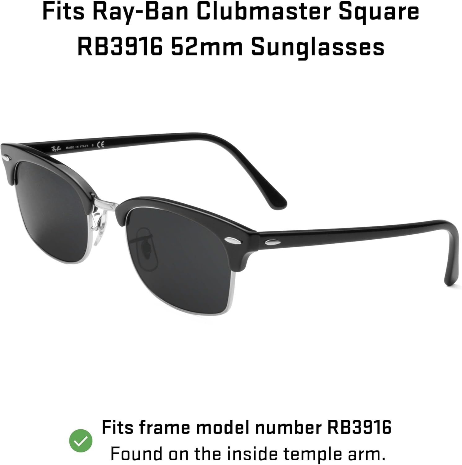 Revant Replacement Lenses for Ray-Ban Clubmaster Square RB3916 52mm Sunglasses - Polarized Mirrored Flare Gold