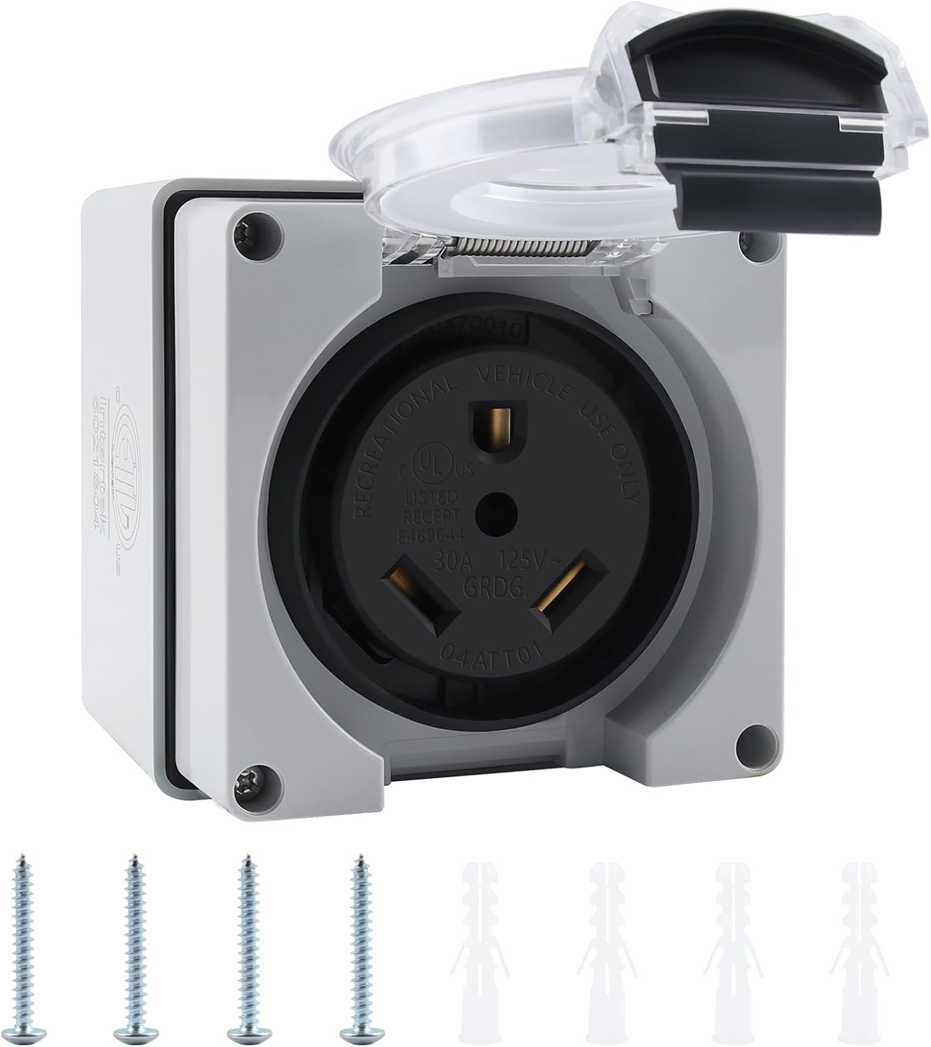 Newdeli RV Electrical Panel 20 30 50 Amp Receptacle Electric Panel with Breaker Temporary Power Outlet Breaker Panel Pre-Wired Breaker Box RV Power & Electrical Supplies