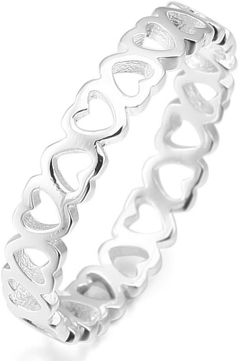 MunkiMix 925 Sterling Silver Ring Silver Tone Heart Wedding Love Women