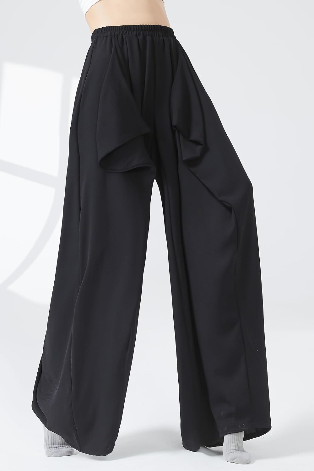 Angcoco Women’s Draped Flowy Panels Loose Fit Elastic Waist Palazzo Pants