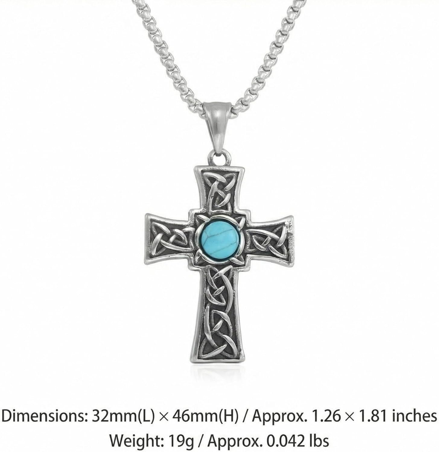 Genuine Turquoise Cross Necklace for Women Sterling Silver Gemstone Western Boho Pendant Jewelry Gifts for Her Wife - Image 3