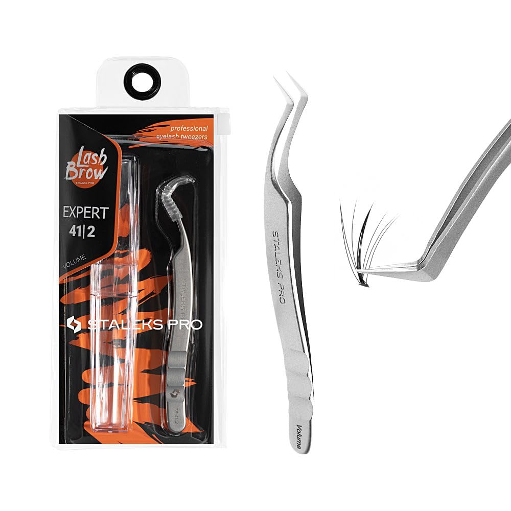 STALEKS PRO Professional Tweezers for False Eyelash Extension, Volume Modelling, Stainless Steel, Expert 41/2, NNTE41.2
