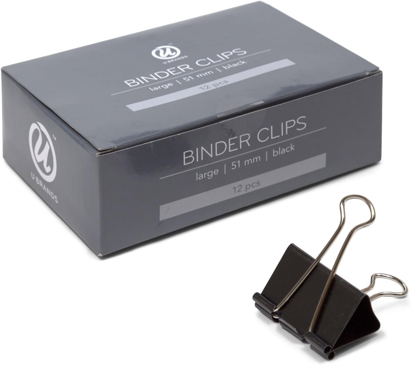 U Brands Binder Clips, Medium 1-1/4-Inch Width, 1/2-Inch Paper Holding Capacity, Black and Silver Steel, 96-Count - 656U08-24 (Pack of 24, 2304 Count Total)