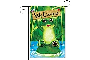 Welcome Frog Garden Flags 12x18 Double Sided Spring Yard Flags