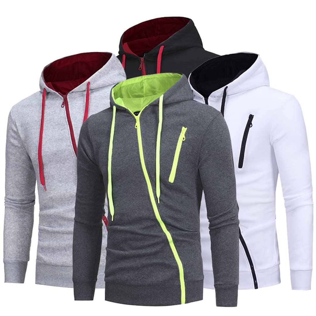 Felpa con cappuccio da uomo a maniche lunghe Streetwear con cappuccio Hip Hop Jogging Felpa da uomo, Nero , XL
