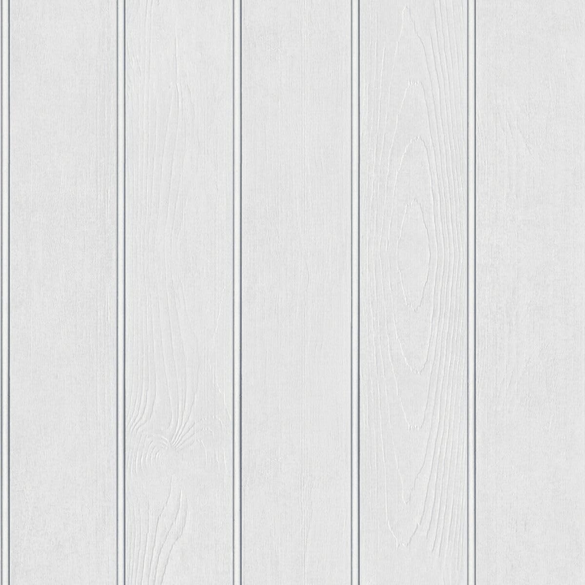 Papier peint à panneaux en bois perlé Belgravia - Moderne, réaliste, contemporain, tendance - Blanc
