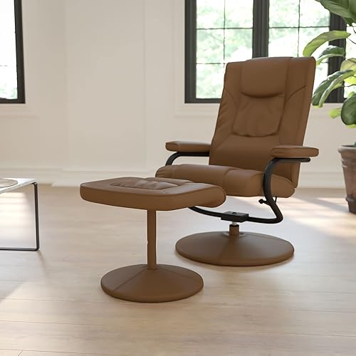 Miniatura 29 de Flash Furniture Rachel - Silla reclinable de LeatherSoft contemporánea multiposición con otomana, silla reclinable giratoria de 360 grados y juego