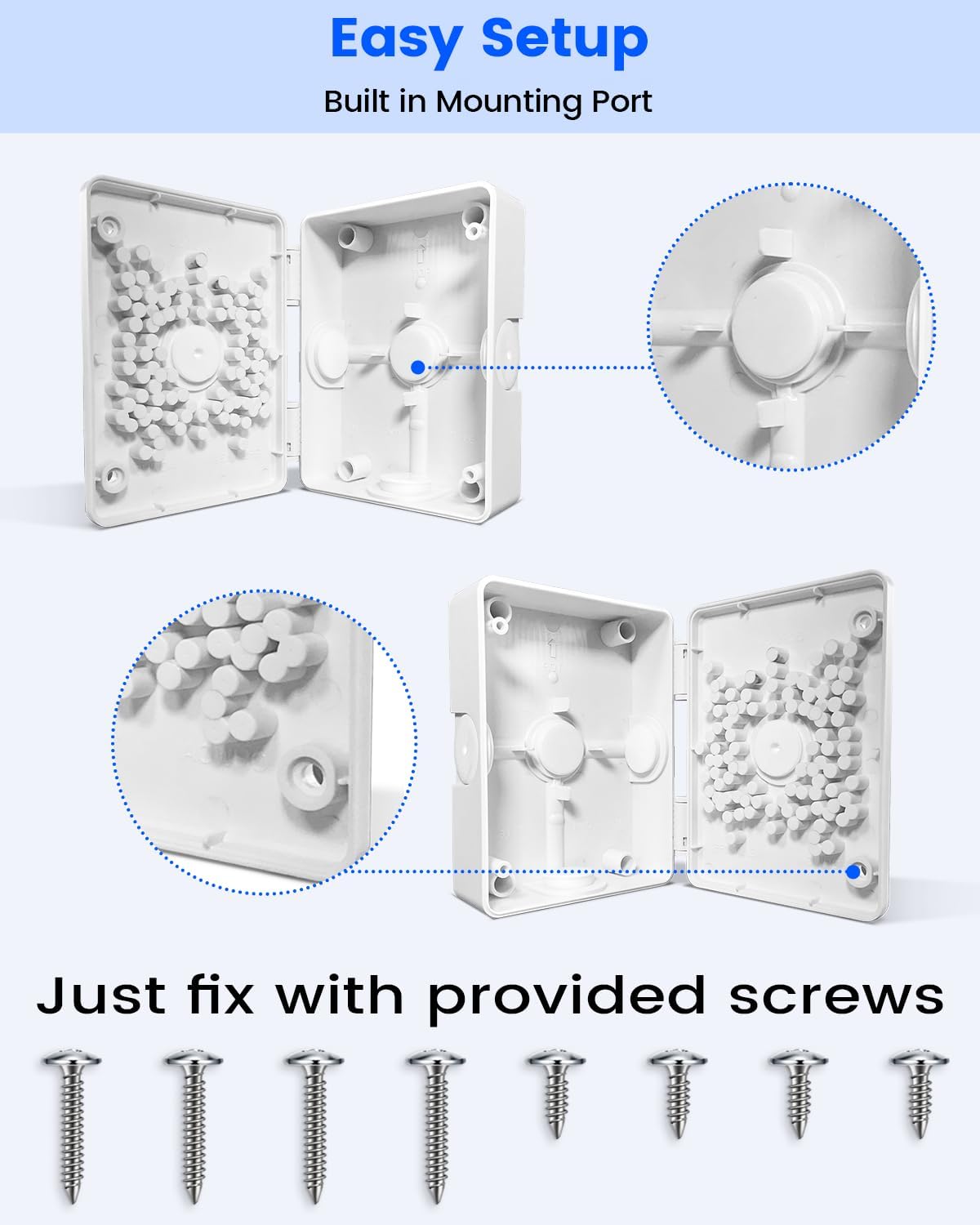 ABS Security Camera Junction Box for PTZ Scurity Camera, Outdoor IP65 Waterproof Mounting Bracket with Cable Concealment for Surveillance Cameras