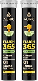Auric Flush 365 Effervescent 40 Tablets Herbal Digestive Support | with Triphala, Isabgol, Castor Oil & Senna | Honey Lemon Flavor | Support Bowel & Gut Cleanse | Plant-Based Supplement