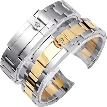 Stainless Steel Watch Strap Metal Replacement Bracelet Curved End Oyster Style Link Band for Rolex GMT-Master