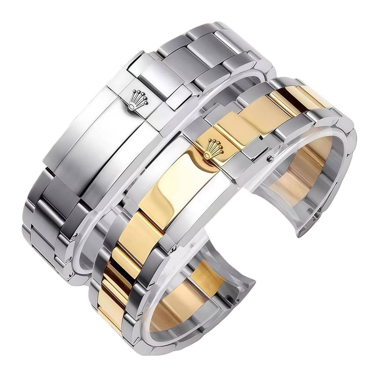 Cinturino Orologio Acciaio Inossidabile Bracciale Metallo Ricambio Oyster Maglie Attacco Curvo Argentato per Rolex GMT-Master