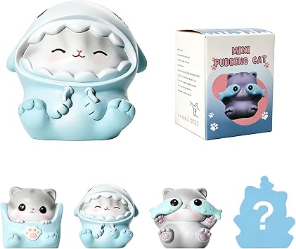Mini Pudding Cat Blind Box Figure, Cute Random Style, Single Box