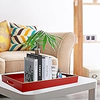 Vista 42 de Gifturbo Bandeja negra para servir, bandejas decorativas de mármol con asas, bandeja de mesa auxiliar, bandejas de plástico rectangulares otomanas