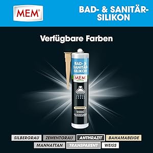 MEM Bathroom and Sanitary Silicone, Permanently Elastic Silicone Sealant with Protection Against Mould Infestation, Indoor and Outdoor Use, Ready to Use, Solvent-Free, 300 ml Cartridge, Bahama Beige