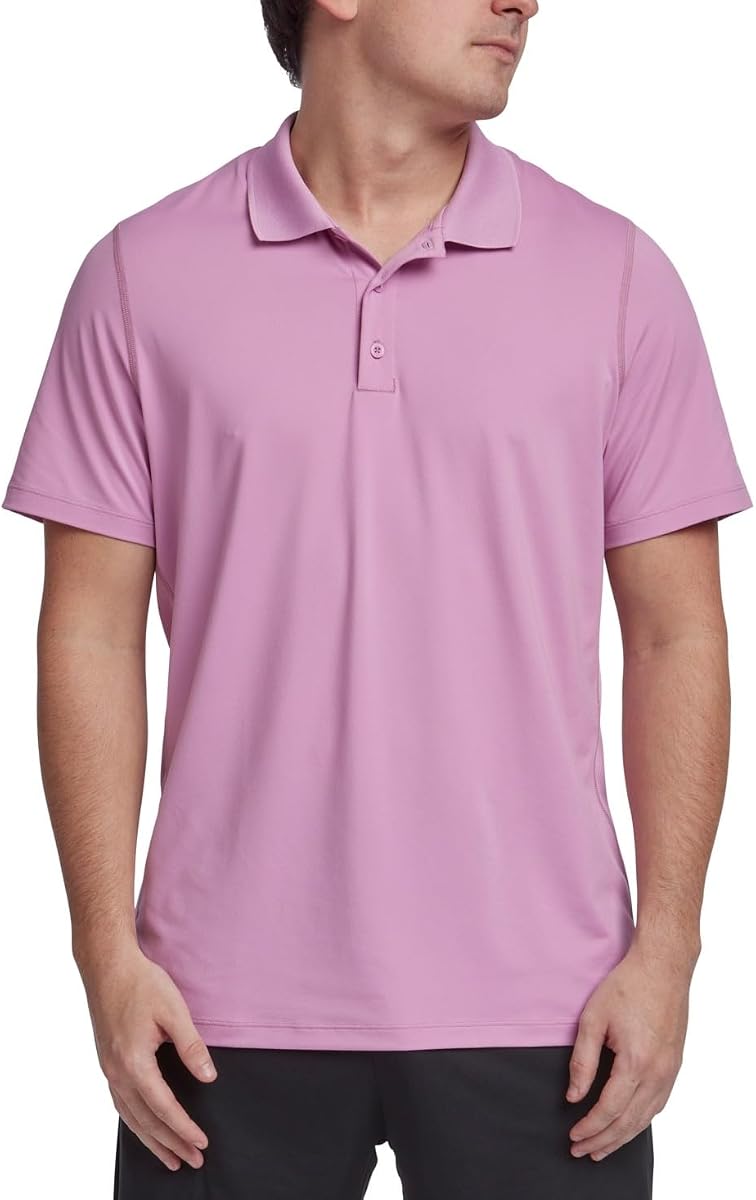 Reebok Mens Regular fit Short Sleeve Polo Shirt Large Pink Solid
