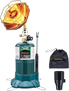6200 BTU Propane Camping Heater, Portable Tent Heater with Radiant Burner, Adjustable Flame, Stable