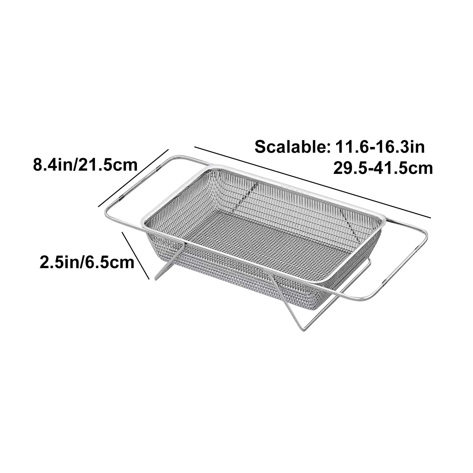Escurreplatos extensible de acero inoxidable con asas, cesta escurridora de cocina que ahorra espacio para platos, cuencos y frutas, material 304