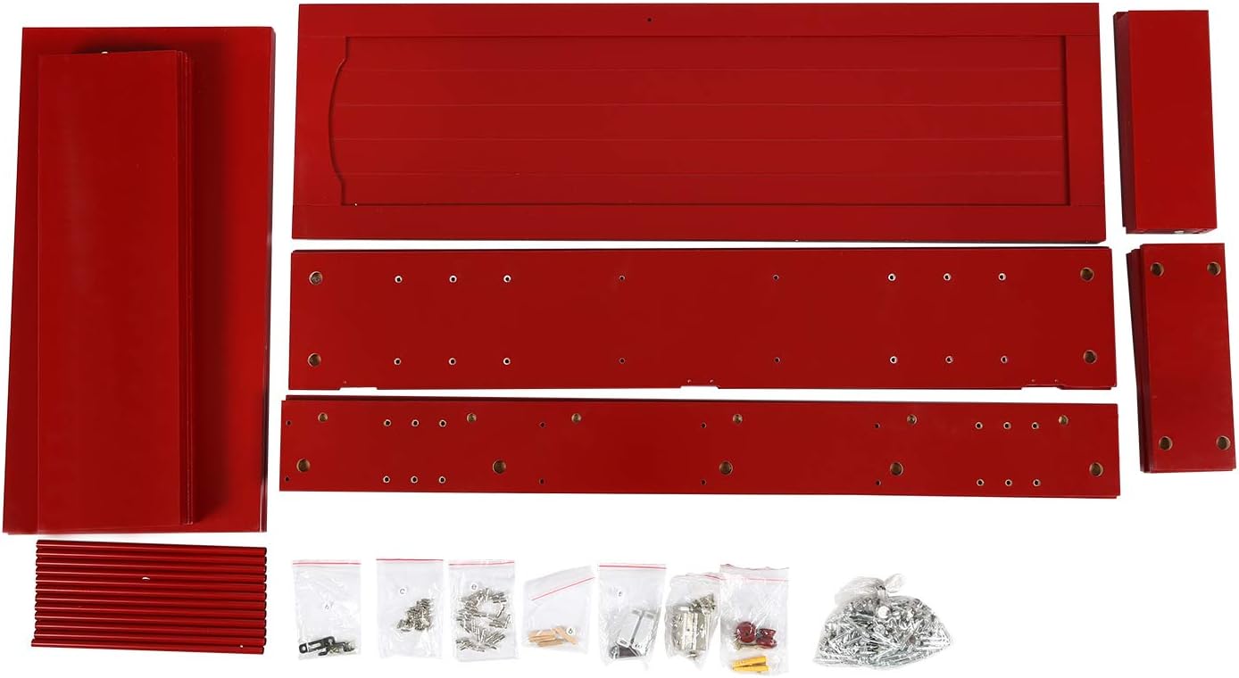 HOME BI 41'' Red Kitchen Pantry Cabinet, Double Door Food Storage Cabinet with Doors and 6 Shelves, China Cupboard Space Saving Cabinet - Buffets & Sideboards