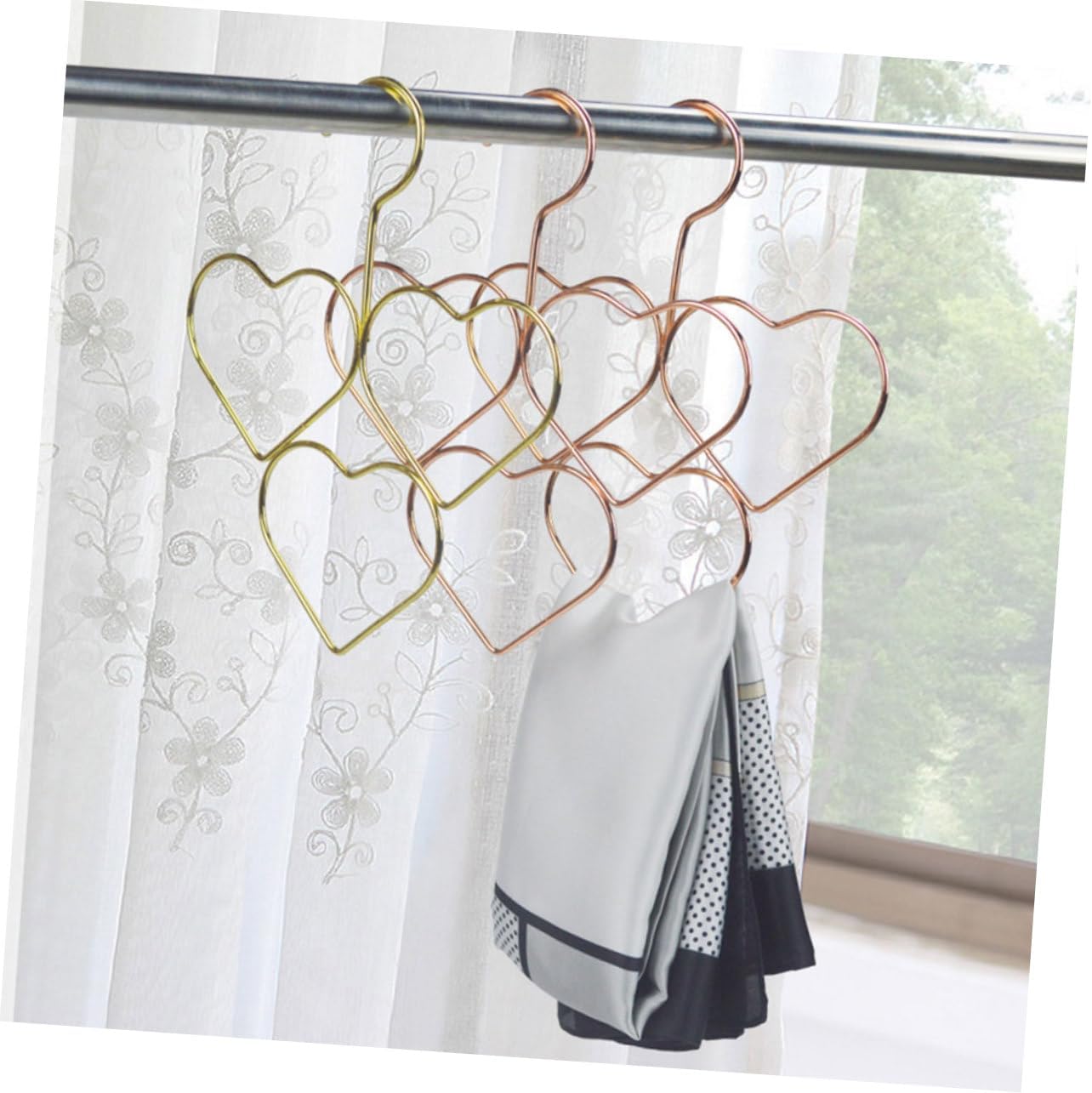 5Pcs Multi-Functional Heart Shaped Hangers Non-Slip Scarf Tie Holders Sturdy Closet Organizers for Scarves Shawls and Neckties Space-Saving Design