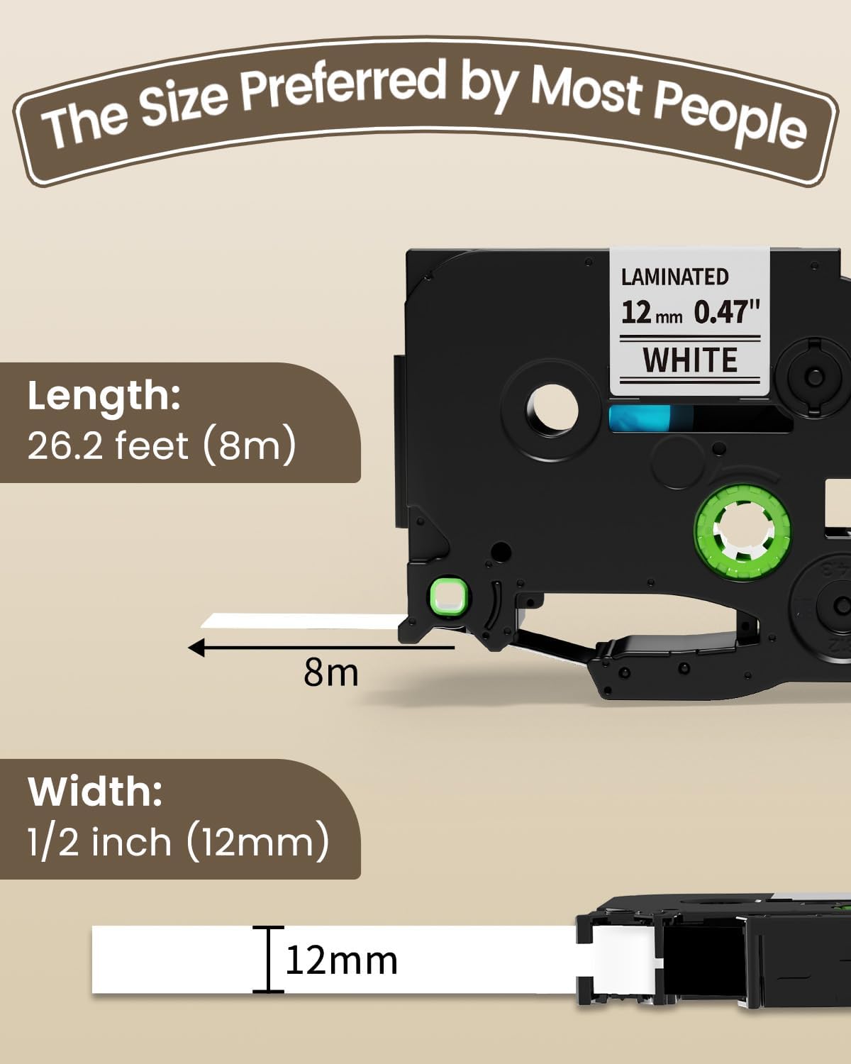10-Pack TZe-231 TZ-231 Replacement for Brother P Touch Label Maker Tape TZe TZ Tape 12mm 0.47 Laminated White, Compatible with Brother PT-D220 PT-D210 PT-H110 PT-P710BT PT-D610BT Label Makers