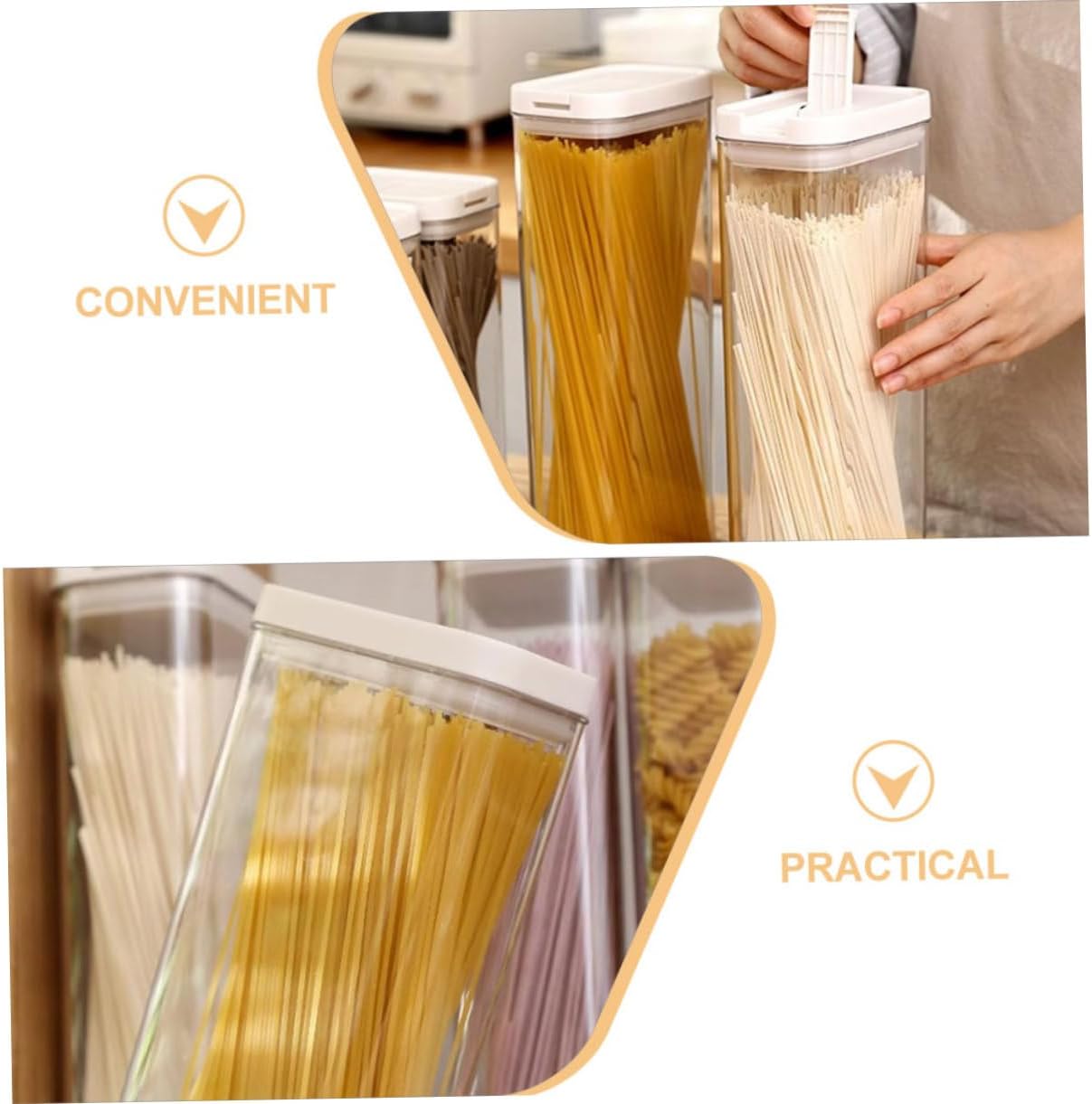 STOBAZA 3pcs Pasta Storage Container Lid Airtight Organizer for Pantry Canister for Spaghetti Noodles and Food Storage for Kitchen Organization