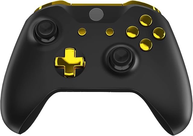 eXtremeRate LB RB LT RT Bumpers Triggers D-Pad ABXY Start Back Sync Buttons, Chrome Gold Full Set Buttons Repair Kits with Tools for Xbox One S & Xbox One X Controller (Model 1708)