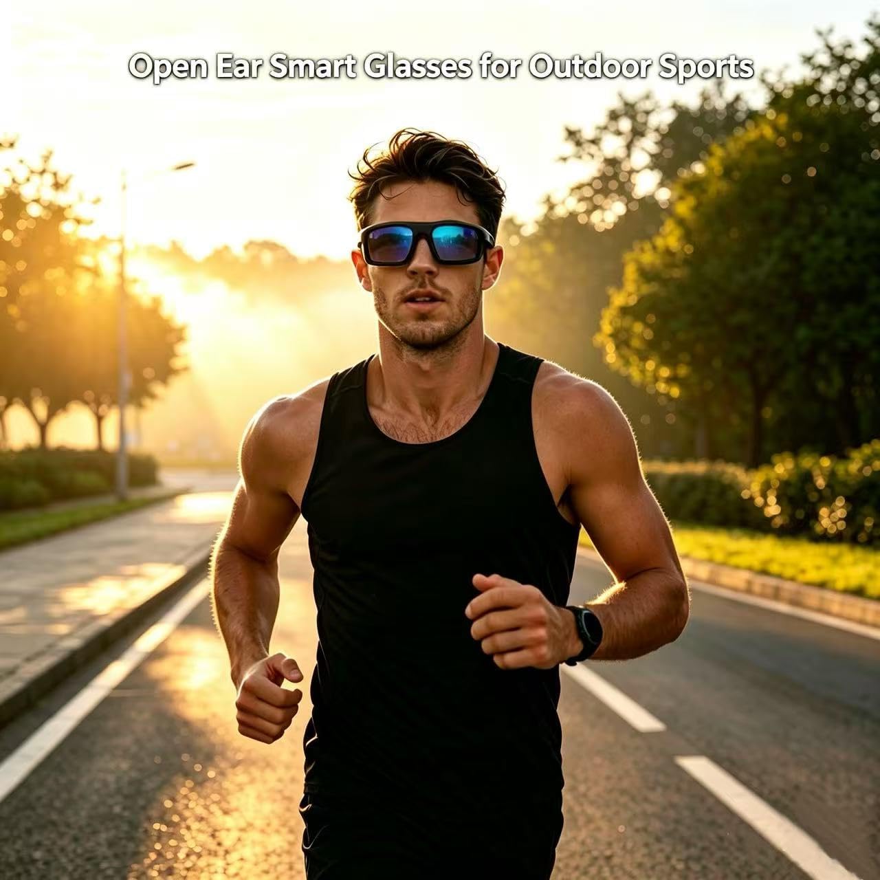 Smart Glasses, Polarized Bluetooth Sunglasses, Built-in Mic & Speakers, Voice Assistant, UV Protection Audio Sun Glass (M8 Pro-Blue Lens)