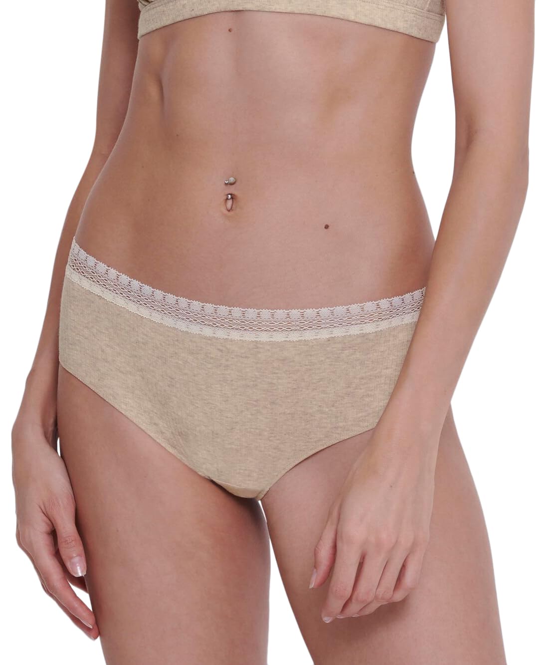 Sloggi Women's Grey Combination Go Ribbed R Hipster C2p Briefs, Medium