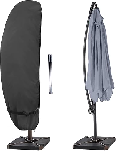 Cubierta impermeable para sombrilla para patio, cubierta de sombrilla para exteriores para 7.5 a 11.5 pies con marco de plátano voladizo, color negro