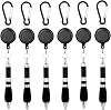 SevenMye 6 Pack Clip On Pens Carabiner Pens Retractable Badge Reel Pen Belt Clip and Carabiner Keychain Ballpoint Pen, Black