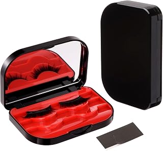 Upgrade Magnetic Lash Storage Case Organizer, False Eyelash Case Holder, Magnetic Strip Lashes Book Holder Travel Organizer with Makeup Mirror, Lash Case Container, Lashes Storage Case Holder