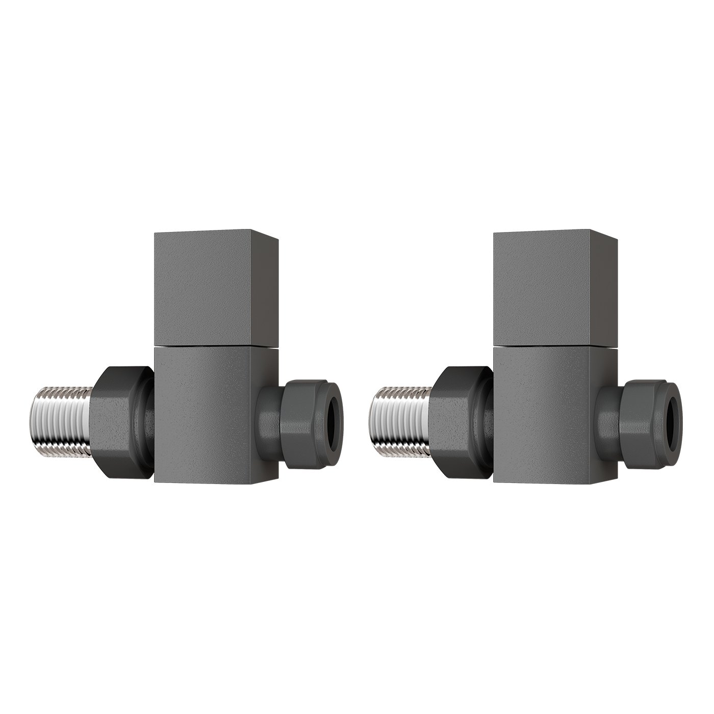 iBathUK Urban Wall/Floor-Mounted Straight Square Radiator Valve Pair, Durable Brass Build Compatible with Panel, Column