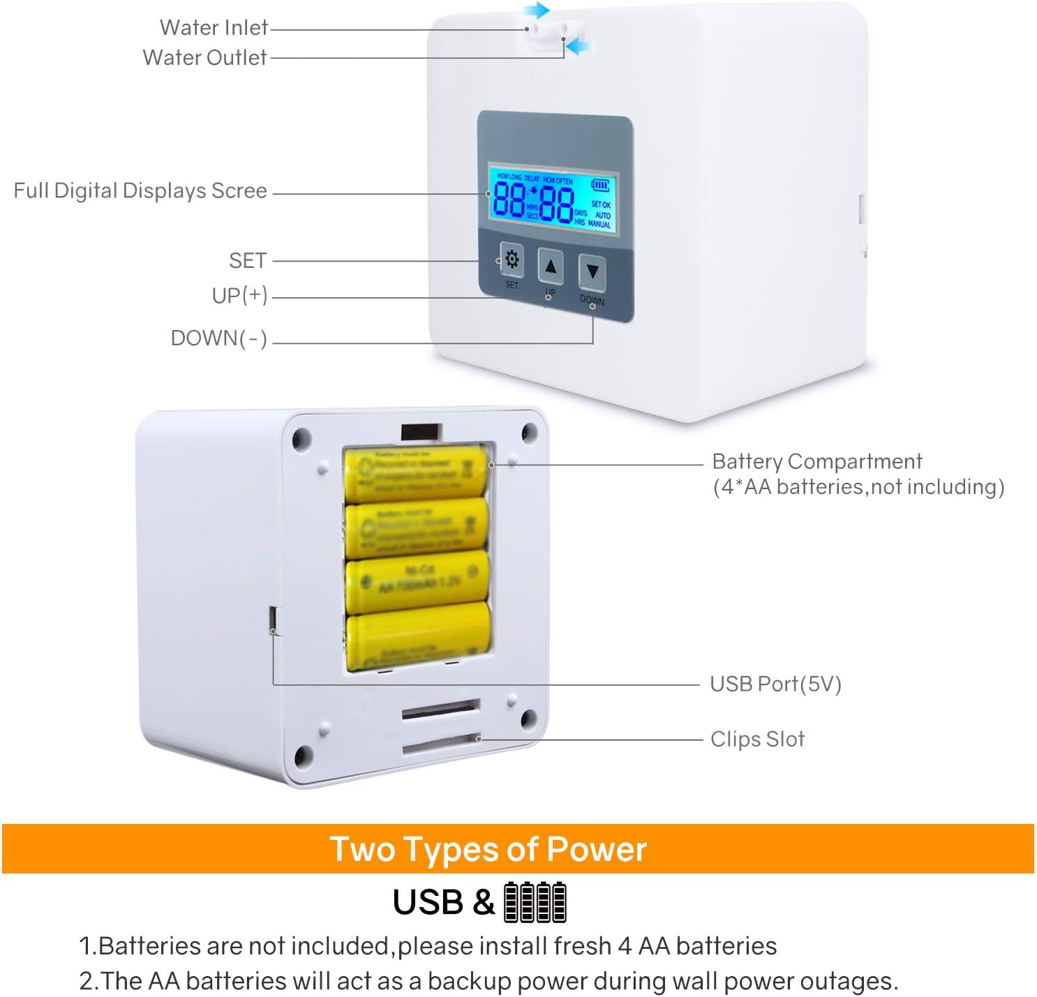 DIY Micro Automatic Drip Irrigation Kit, Houseplants Self Watering System with 30-Day Digital Programmable Water Timer 5V USB Power Operation for Indoor Potted Plants Vacation Plant Watering [Gen 4] : Garden & Outdoor
